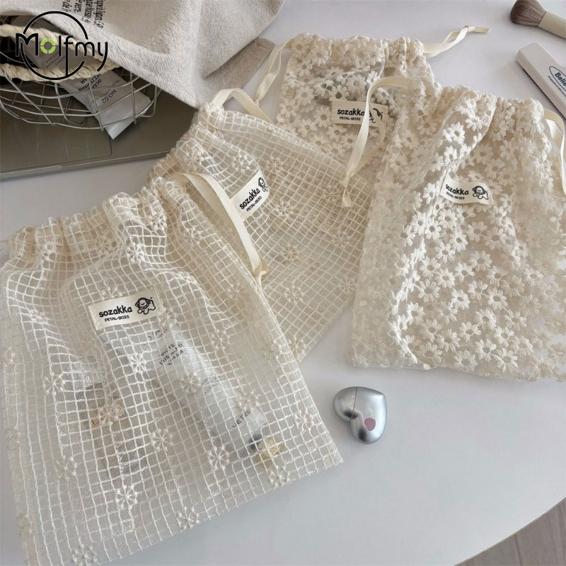 Drawstring Makeup Bag Lace Emb - Skincare D'Alba ulasan dan harga