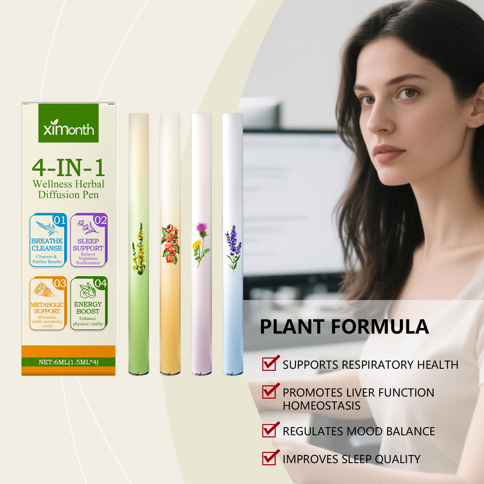 4 In 1 Air Freshening Pen Herb - Skincare Herbal ulasan dan harga
