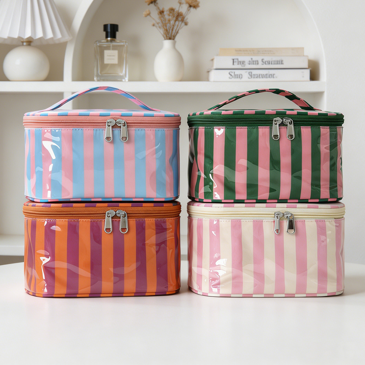 PVC Stripe Large Capacity Cosm - Skincare D'Alba ulasan dan harga