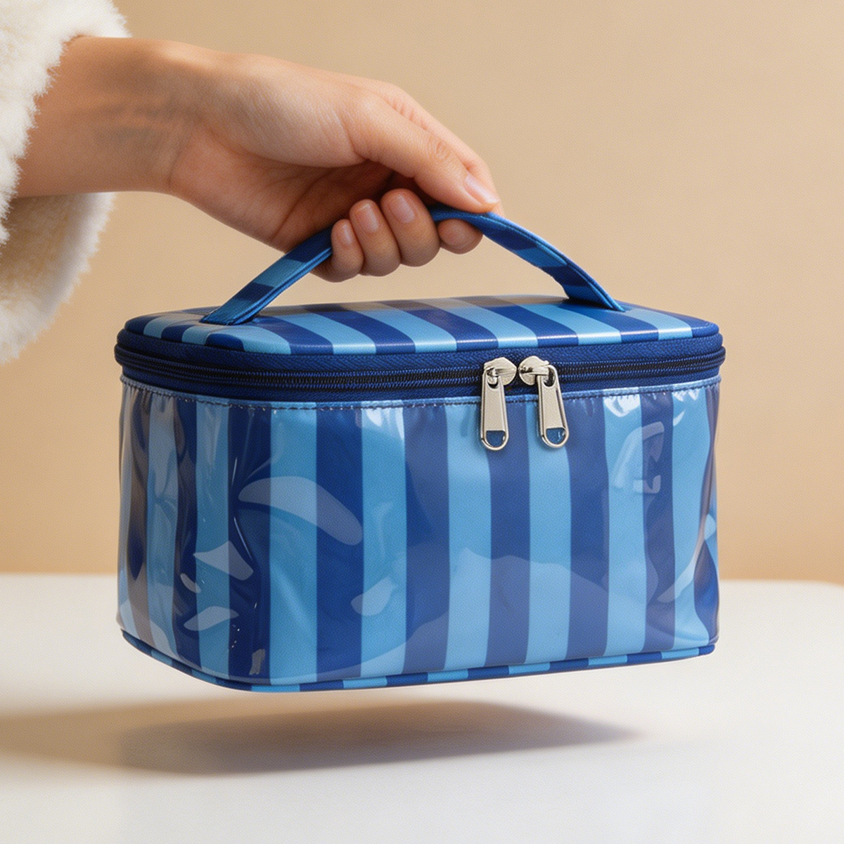 PVC Stripe Large Capacity Cosm - Skincare D'Alba ulasan dan harga