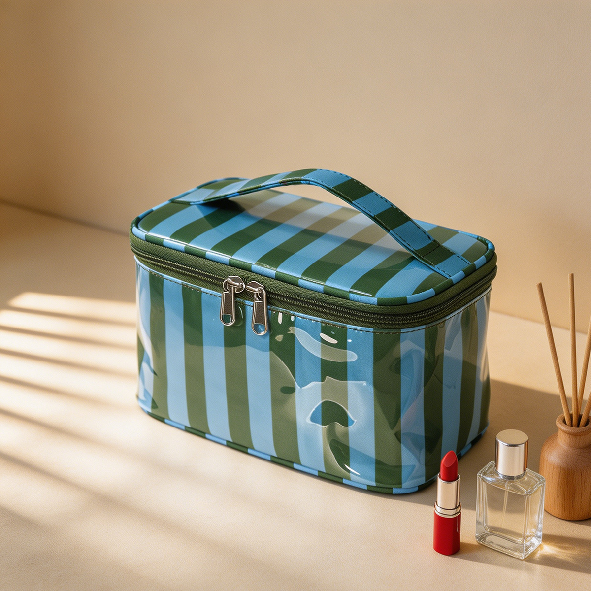 PVC Stripe Large Capacity Cosm - Skincare D'Alba ulasan dan harga